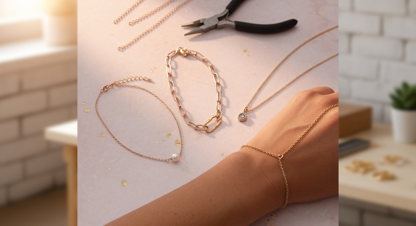 A jeweler welding a fine chain on a customer's wrist